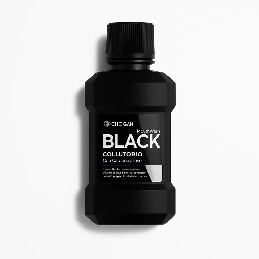 BAIN DE BOUCHE BLACK AU CHARBON ACTIF CONTRE TACHES SUPERFICIELLES DES DENTS - 250 ML